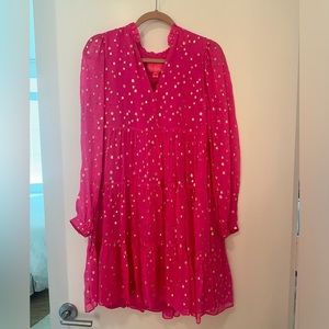 NWT Lilly Pulitzer Pink and Gold Metallic Sarita Dress- size 8